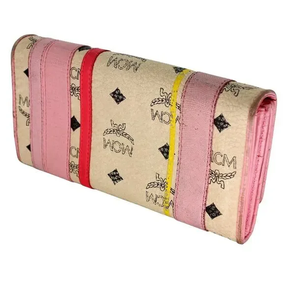 MCM Visetos Monogram Long Pink Gold Hardware Wallet MM-W1005P-A006